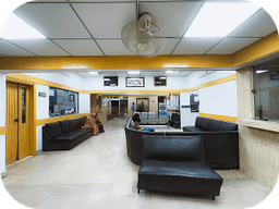 Hospital corridor with seating